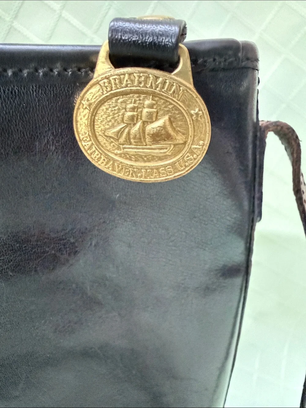 Vintage Black/Dark Brown Brahmin Leather Crossbody Bag